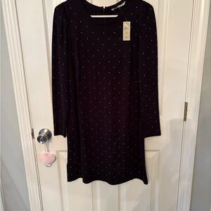 LOFT Black Long Sleeve Beaded Dress